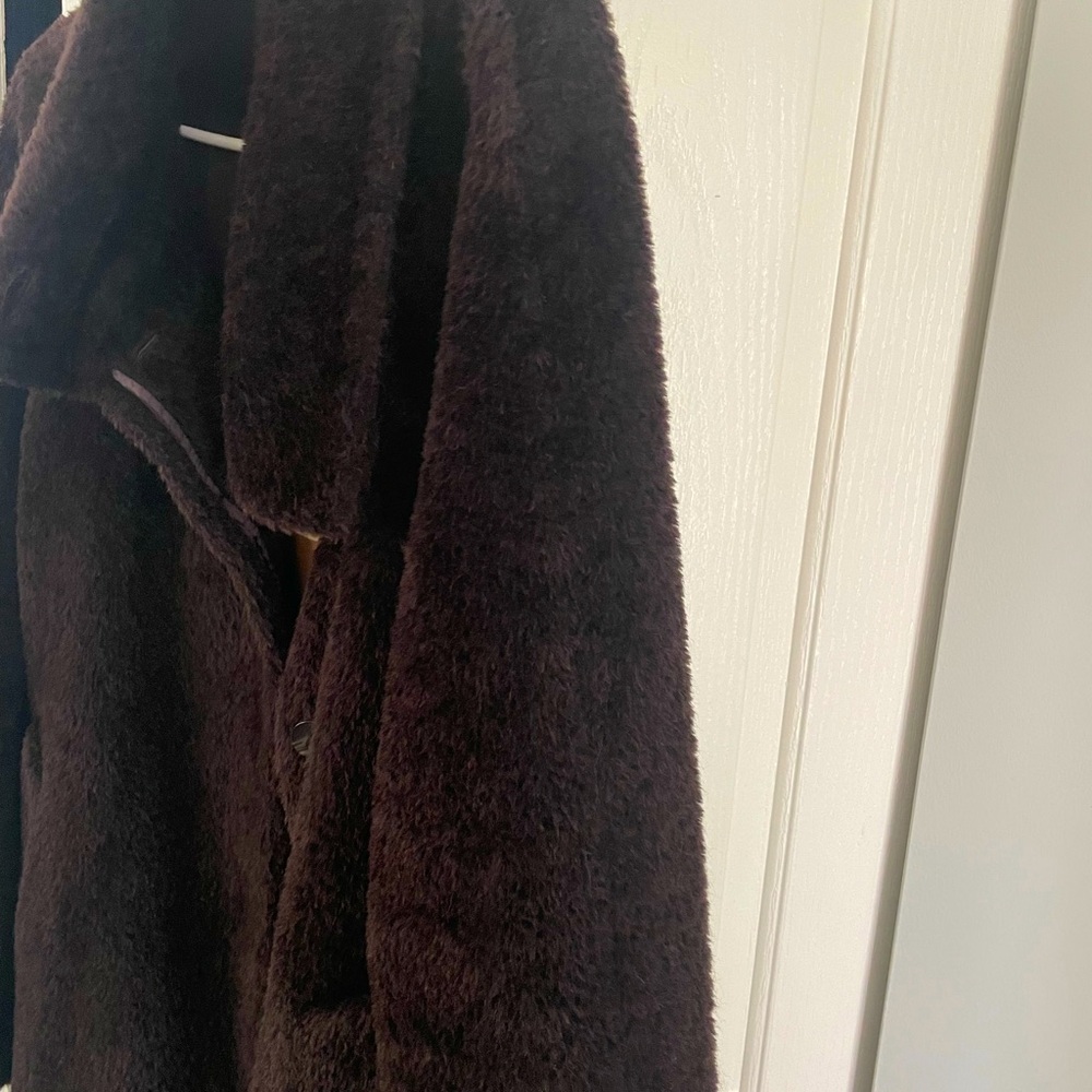Beautiful soft pea coat burgundy brown